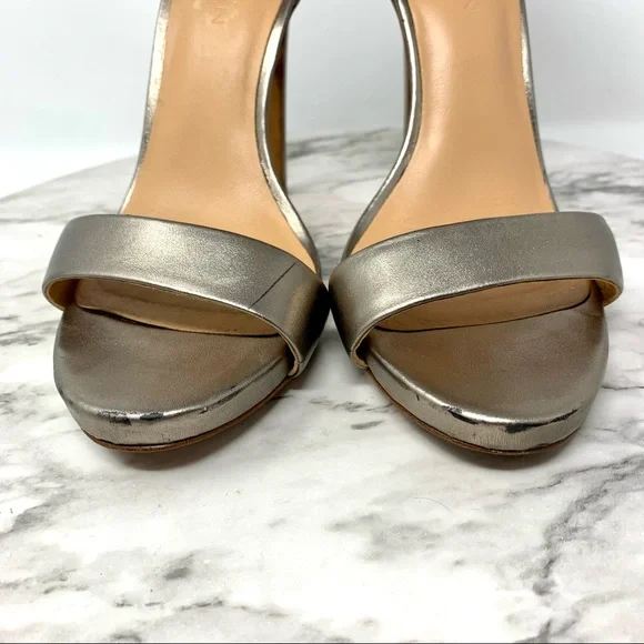 Halston Heritage Ellen Metallic Leather Ankle Strap Platform Sandal 7 Grunge - Picture 10 of 16